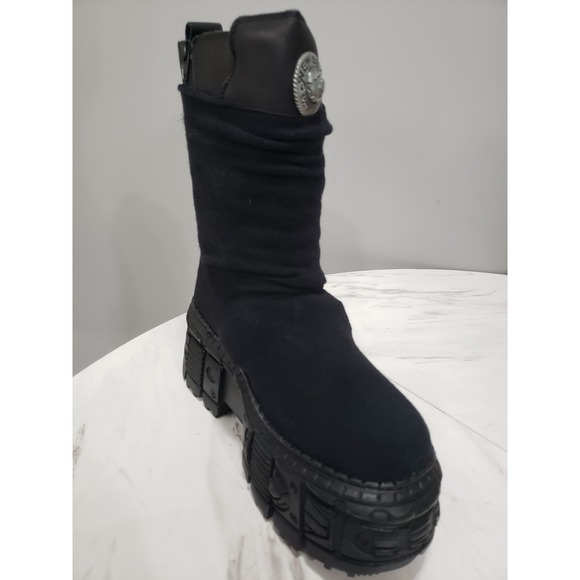 SIZE 40 New Rock M-WALL373SOCK-C1 Sock Platform Boots Black MENS 7 / WOMENS 9